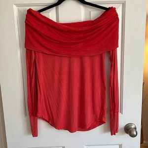 Free People Coral Over the Shoulder Top, Size Small